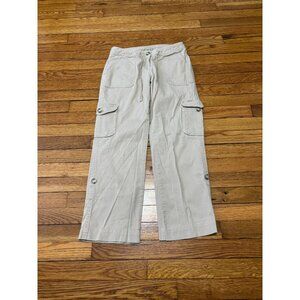 LL Bean Womens Cargo Pants Sz 2p 2 Petite Beige Favorite Fit 26" Inseam Stretch